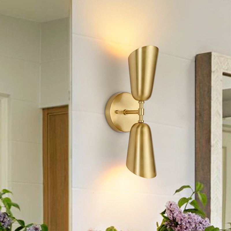 2-Light Dimmable Up and Down Cone Armed Sconce 