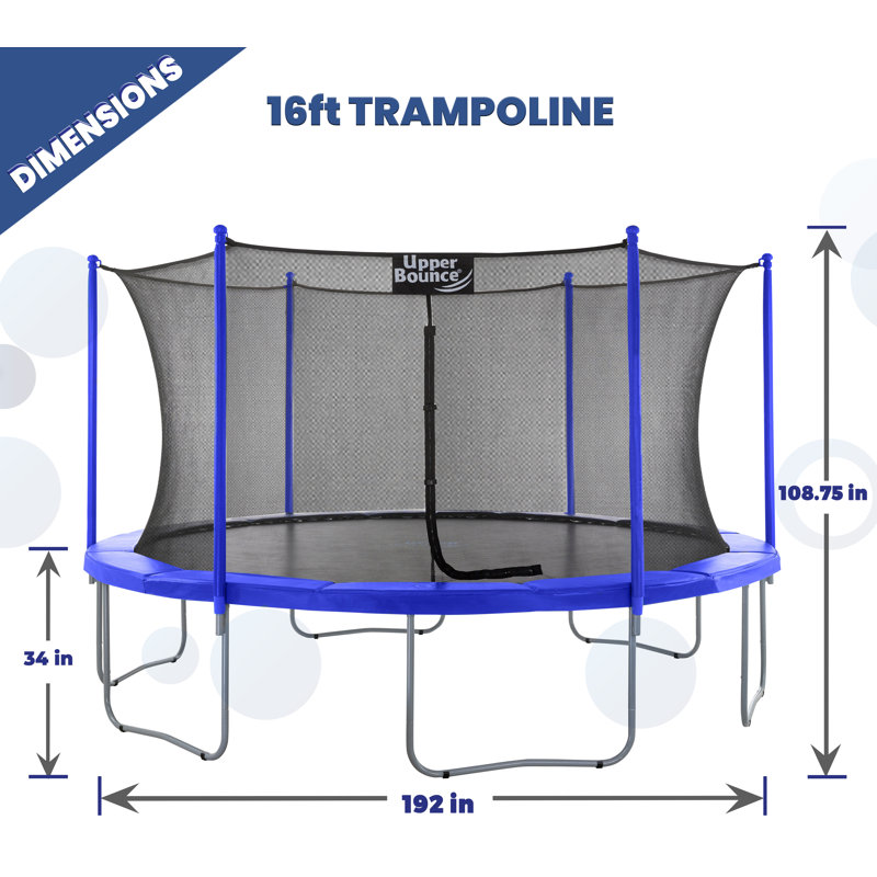 Machrus Upper Bounce 16 FT Round Backyard / Outdoor Trampoline Set with Safety Enclosure System, Blue
