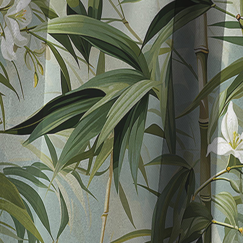 Bamboo Elegance Tropical Motif I - Rideau floral - Rideau occultant floral - 1 panneau, L 52 po x L 63 po