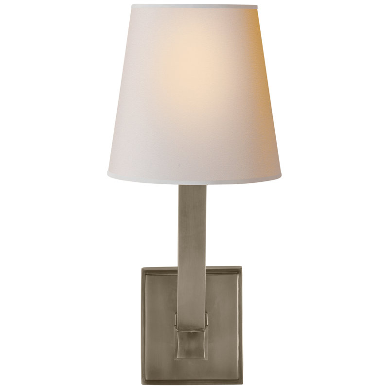 Chapman & Myers Square Tube Single Sconce, Polished Nickel, Fabric