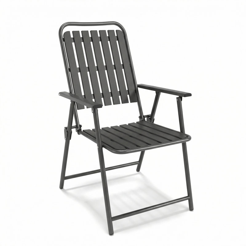 Ensemble de chaises pliantes deux pièces, aucun assemblage requis, adapté aux balcons / jardins, noir, Noir