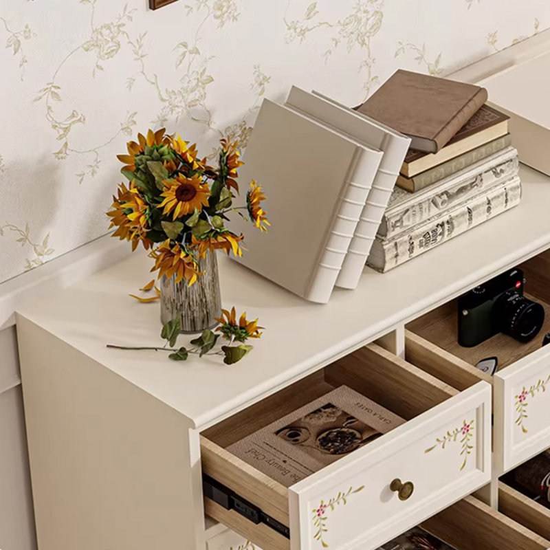 Armoire de rangement à 9 tiroirs de style crème, Crème