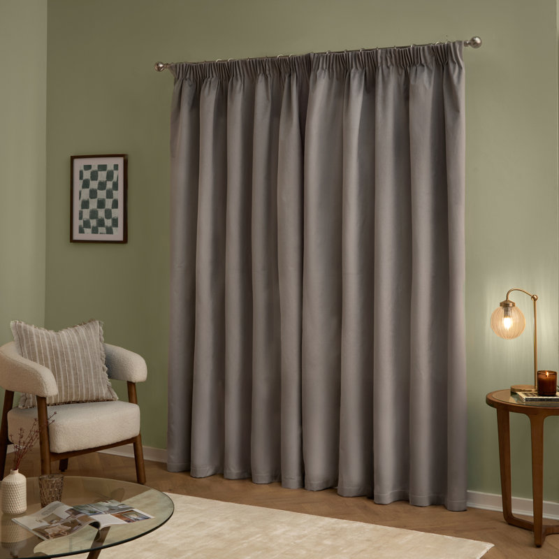 The Ultimate Velvet Blackout Curtain Panel Pair, Silver, 168cm Width x 229cm Drop