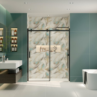 46"-48"W X 74" H Semi-Frameless Sliding Shower Door With 5/16" Tempered Glass