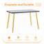 Table de salle à manger moderne en verre minimaliste avec texture en marbre et pieds dorés-1008776083