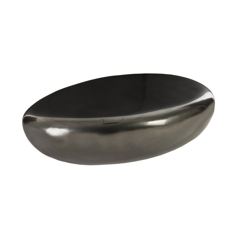 River Stone Coffee Table Gel Coat Black, 16" H x 54" L x 34" W, Gel Coat Black