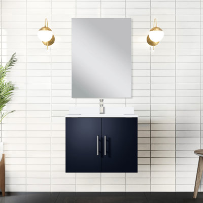 Meuble-lavabo bleu marine l 24 po x P 22 po avec miroir 18 po - Rangement spacieux Installation simple entièrement assemblée incluse et prête à l'emploi