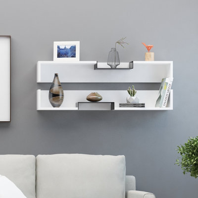 Tablette décorative 2 pièces avec tablettes réglables Abdella