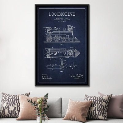 " Ethelbert T. Ford Locomotive Pattern Sketch (Navy Blue) " by Aged Pixel