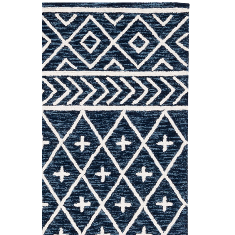 Tapis bleu marine / ivoire Metro 460, Carré 6 pi