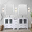 72 po X P 18,25 po, meuble-lavabo double blanc, comptoir en céramique, structure en bois massif, fermeture en douceur, deux armoires de rangement intérieures et sept tiroirs, surface de teinture-586229662