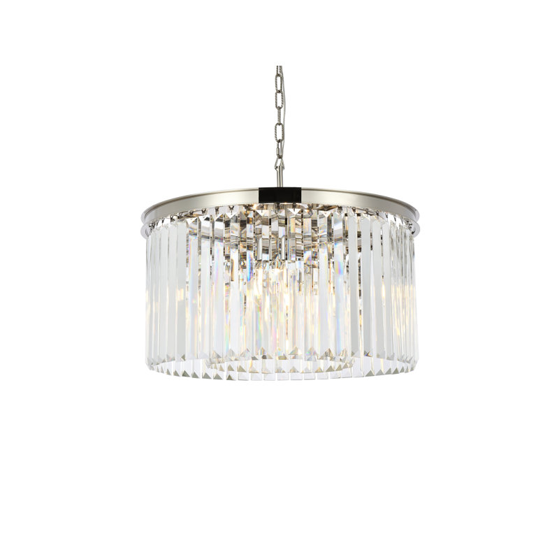 Yazmin 8 - Light Dimmable Drum Chandelier, Clear, Polished Nickel