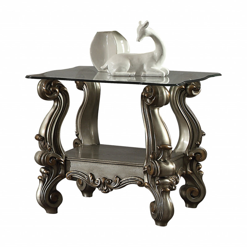 Table de bout en verre avec rangement