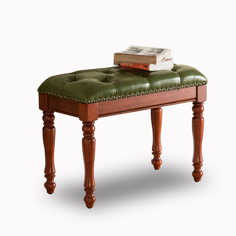 Banc rembourré vert en bois massif, H 17,72 po x l 23,62 po x P 11,81 po, Vert
