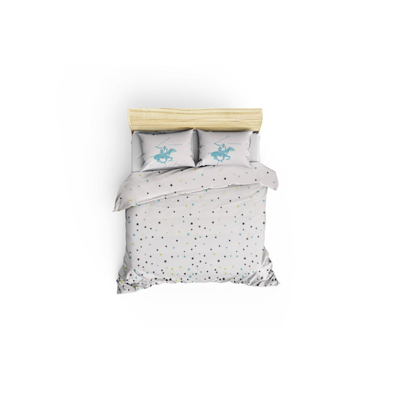 Ensemble de housse de couette 100% coton blanc / vert, Housse de couette 94 po x 87 po + 2 taies d'oreill, Blanc / Vert