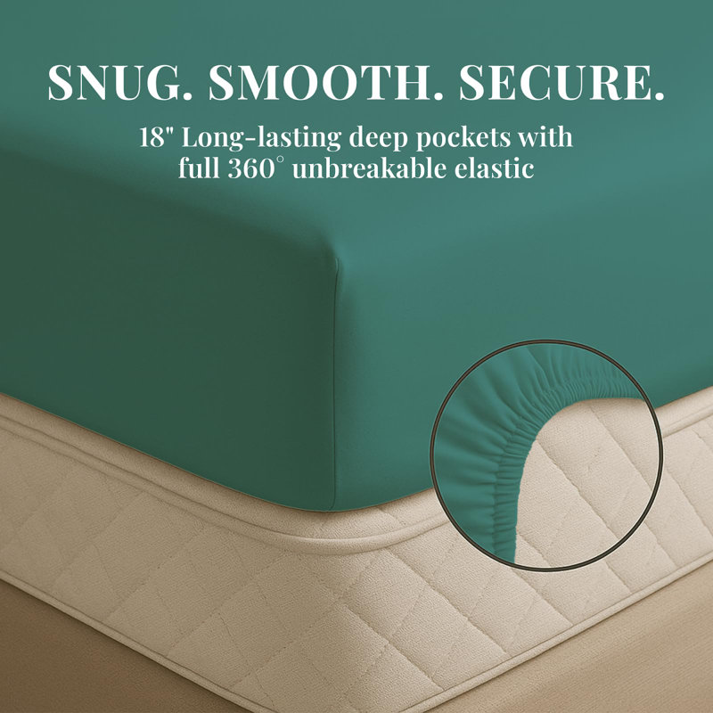 Premium Rayon From Bamboo Blend Sheet Set With Deep Pockets, Cooling and Breathable, Sapphire