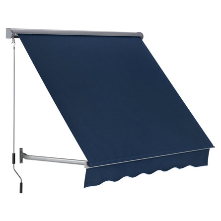 Retractable Window Awning with Adjustable Canopy Angle, Aluminum Frame