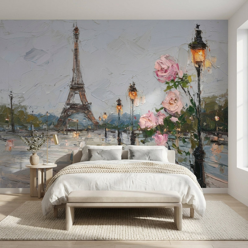 Papier peint Tour Eiffel Paris Impressionnisme, 120 po x 96 po, Non tissé