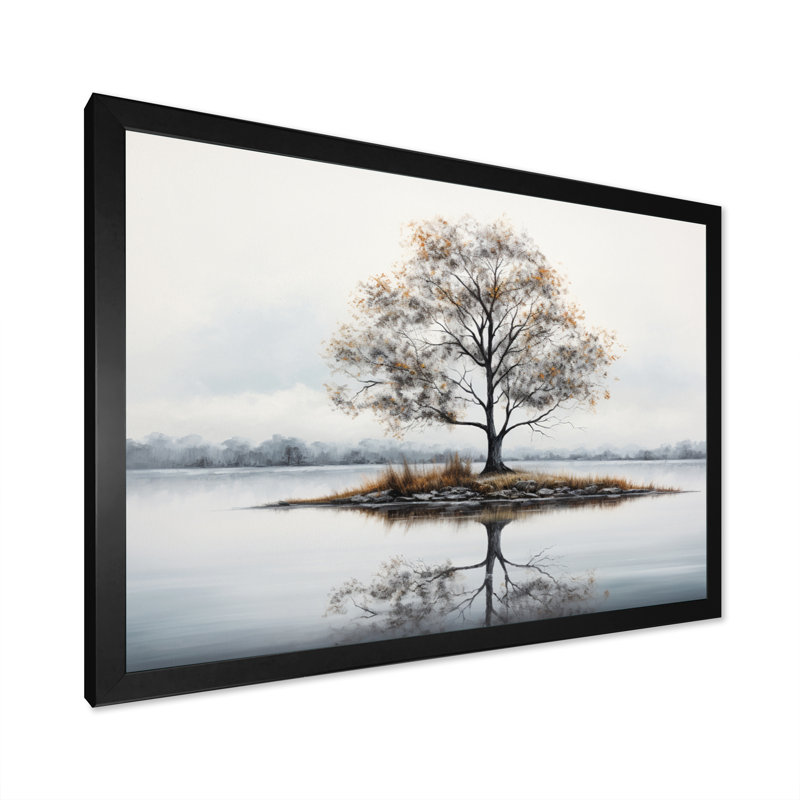 «Gray White Minimalisme Tree Ink Harmony IV», reproduction sur toile, H 30 po x l 40 po x P 1,5 po, Noir
