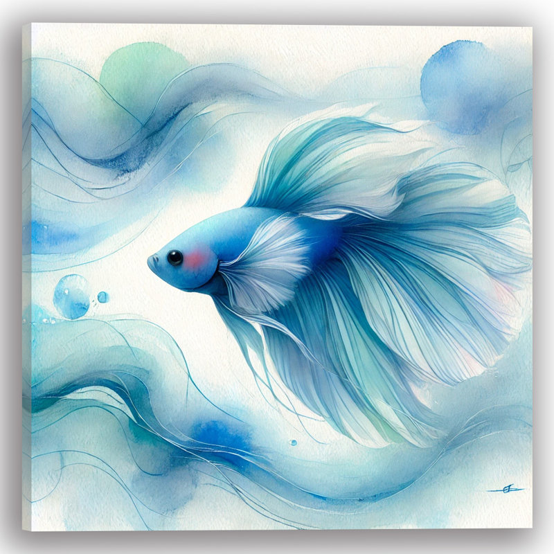 «Vibrant Betta Fish», art mural sur toile tendue, H 12 po x l 12 po
