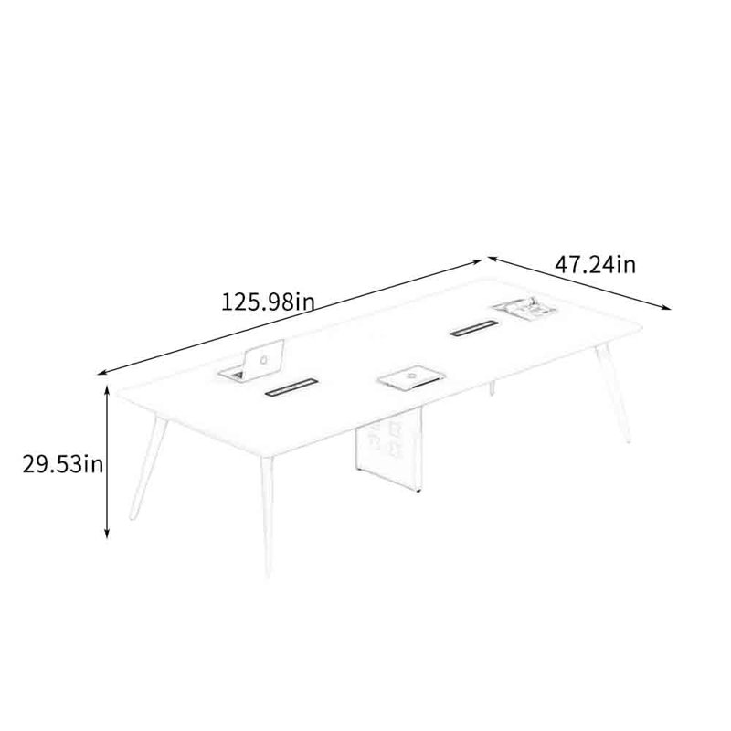 Nouvelle table longue de conférence blanche moderne, H 29,53 po x L 125,98 po x l 47,24 po