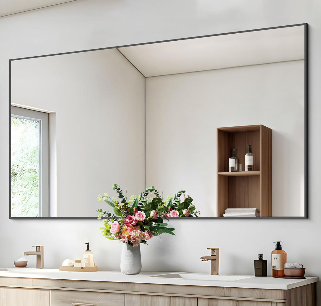 Latitude Run® 30X55 Inch Rectangle Mirrors With Metal Frame, Black