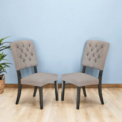 Chaise d'appoint en lin et chêne gris Zenith (ensemble de 2)