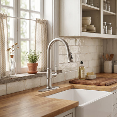 Single Handle Pull Down Sprayer Kitchen Faucet With 3-Spray Modes In Spot Free Stainless Steel