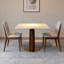 Petite table de salle à manger moderne 33,5 "avec base en bois d'hévéa massif Boomerang, plateau en pierre frittée, carrés, appartement, coin cuisine et table basse pour 2 à 4 personnes -1682843360