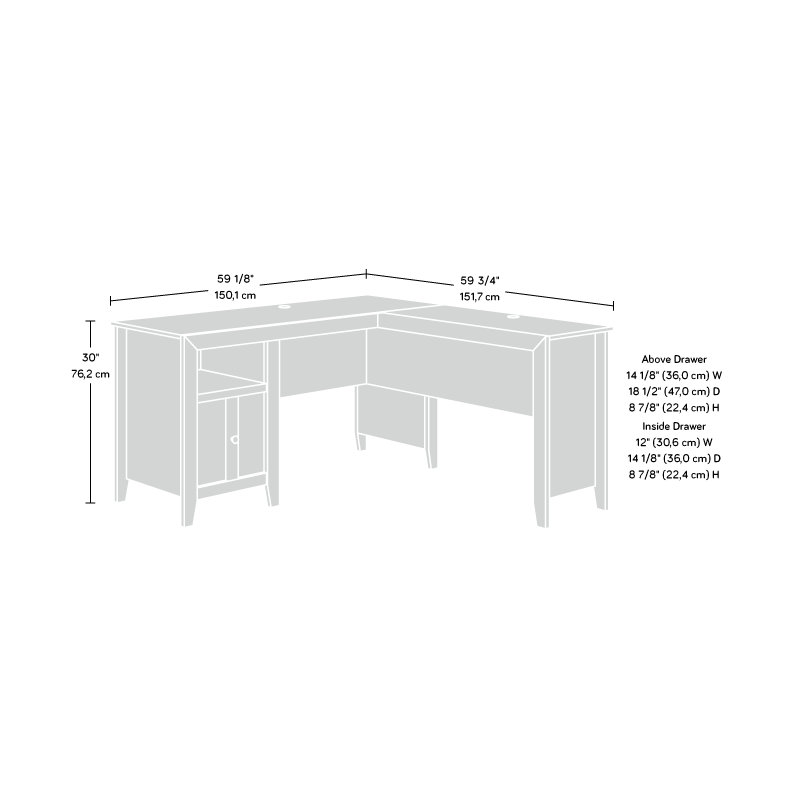 Bureau rustique en L avec planche blanche