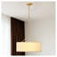Luminaire suspendu tambour en tissu doré 3 lumières, plafonnier transitionnel avec abat-jour blanc beige