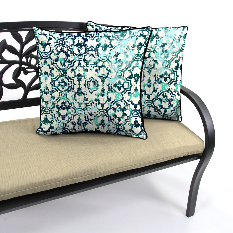 16" x 16" Outdoor Throw Pillow with Welt, Watercolor Lattice