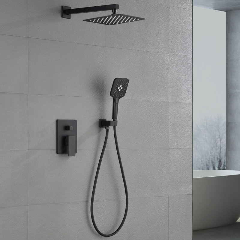 Système de douche complet de luxe avec valve brute, Noir