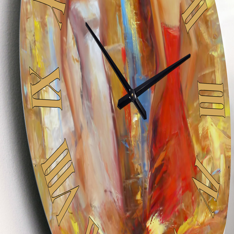 Dame en robe blanche et Dame en robe rouge II - Horloge murale moderne, Petit