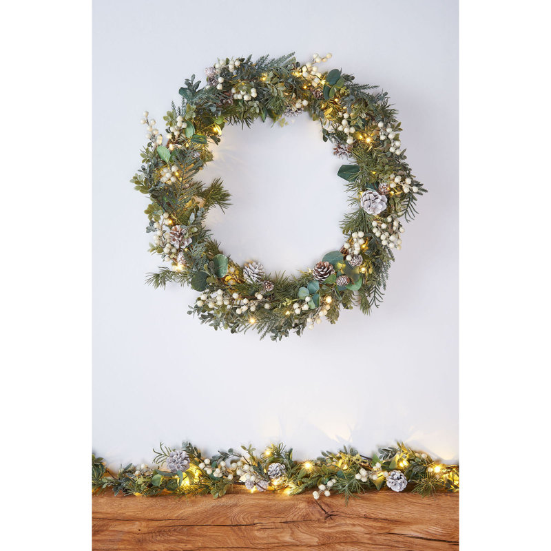 Faux Lighted Eucalyptus 10.2cm Wreath