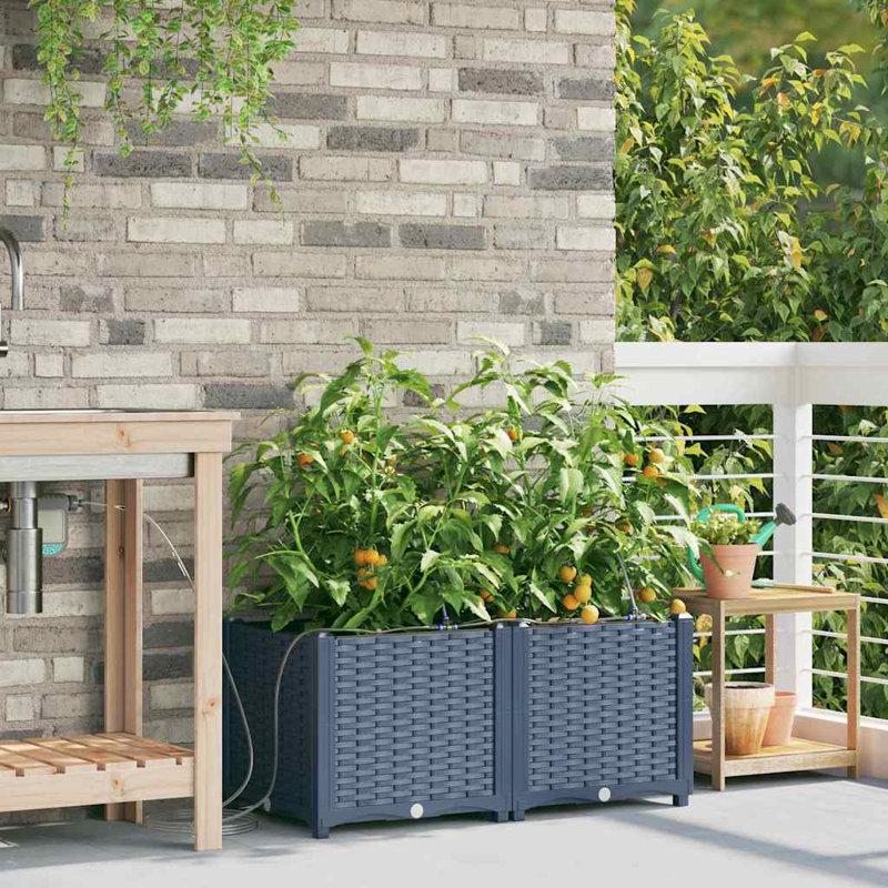 Garden Planters 40 Cm Steel, Grey, 37.5cmH x 80cmW x 40cmD