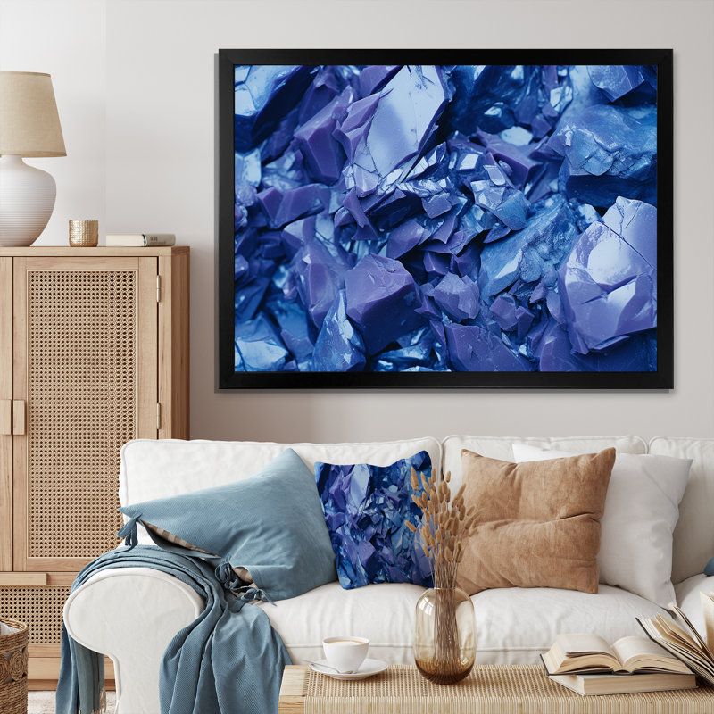 Abstrait géométrique mauve I, art mural géométrique, Cadre d'angle fermé noir, H 12 po x l 20 po x P 1 po