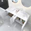 Meuble-lavabo de 60 po avec lavabo, armoire de rangement autoportante avec 4 portes, 2 lavabos rectangulaires en céramique à rayures blanches et comptoir blanc Carrara, sans robinet, couleur blanche-710503515