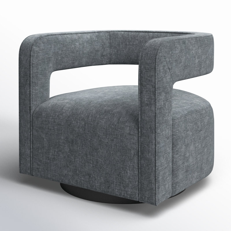 Fauteuil demi-tonneau pivotant Bilyou, Tissu performance gris anthracite