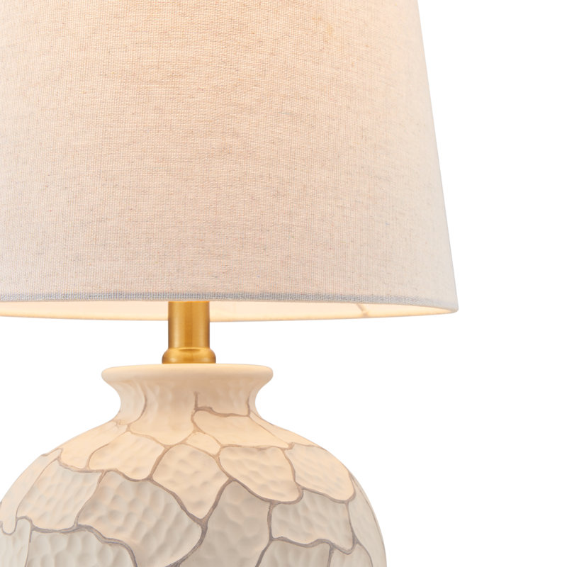 Lampe de table en céramique avec abat-jour en lin blanc Costal