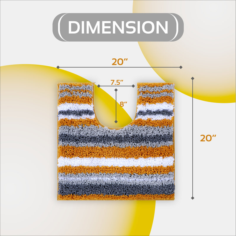 Tapis de toilette en forme de tapis unique en U 20 po x 20 po Griffie, Jaune