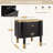 Contemporary 2 Drawers Nightstand With Curved Profile, Feather-Shaped Handles And Exposed Legs For Bedroom Living Room-859761608