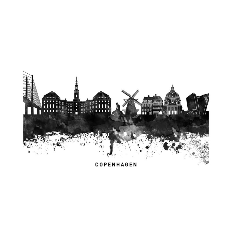Copenhagen Skyline Black & White - Wrapped Canvas Print, 152.5 cm H x 101.5 cm W