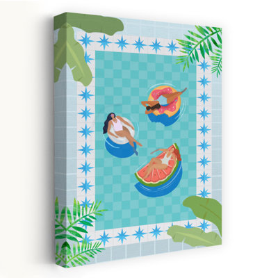 Affiche murale abstraite tropicale estivale « Pool Party »