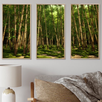 Dynamic Light Bamboo Grove - Bamboo Canvas Art Set