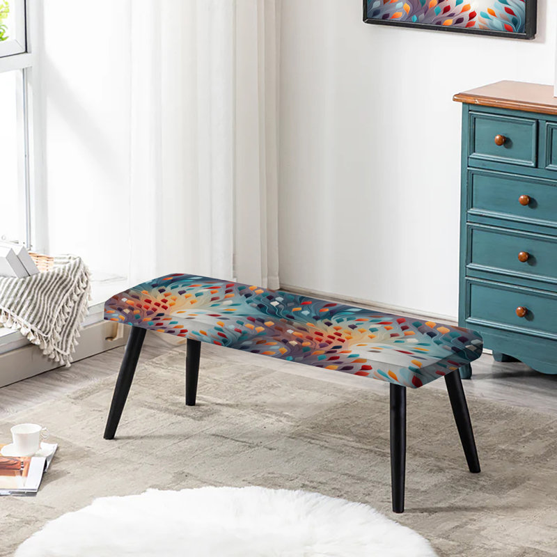 Heart Centered Meditation Mediation - Geometric Upholstered Black Bench