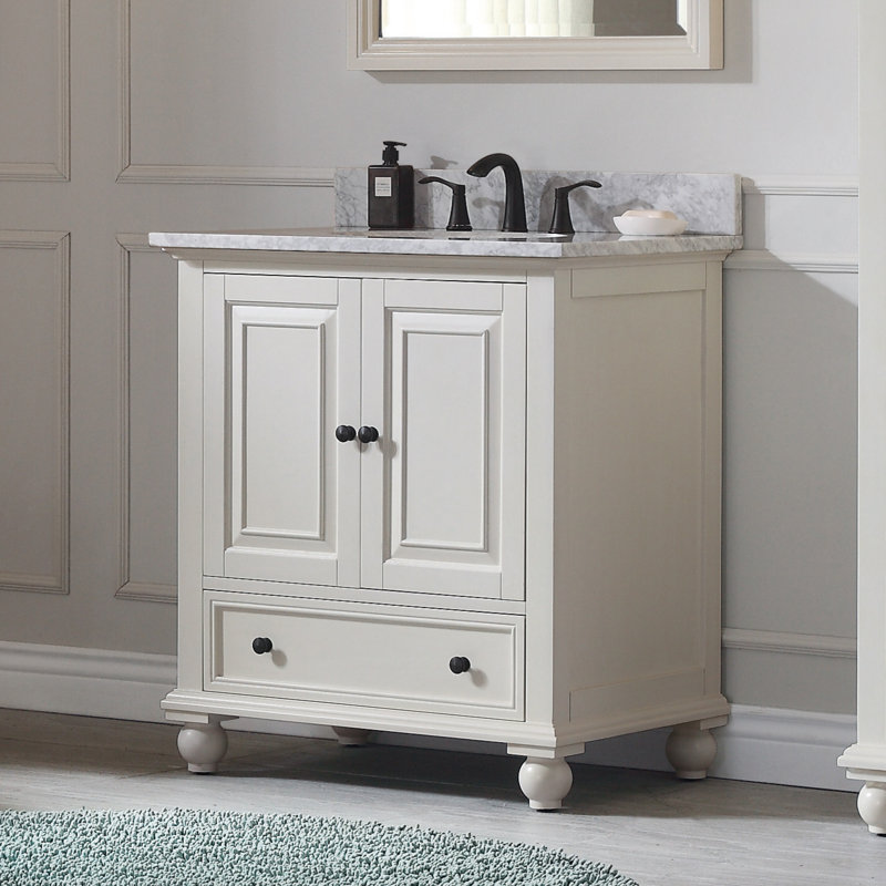 Magruder 30" Single Bathroom Vanity with Top, Carrera White, French White