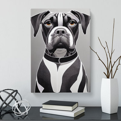 Boxer Dog Geometric - Wrapped Canvas