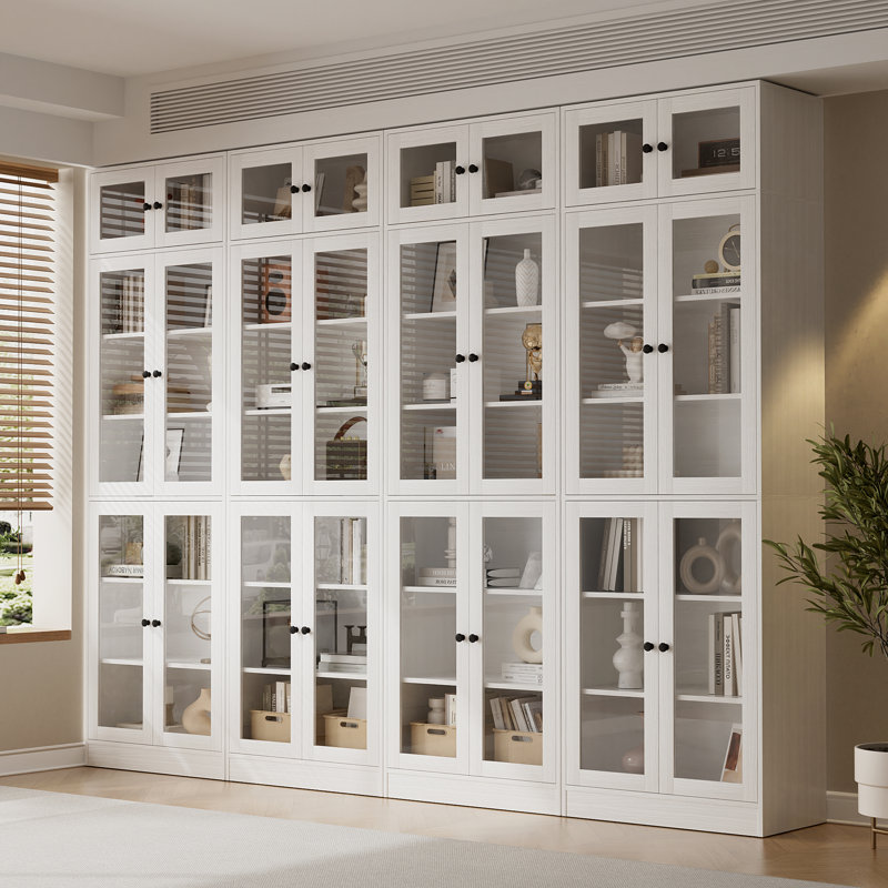 70.9'' H X 94.48'' W Book Cabinet Storage Bookcase Set, White