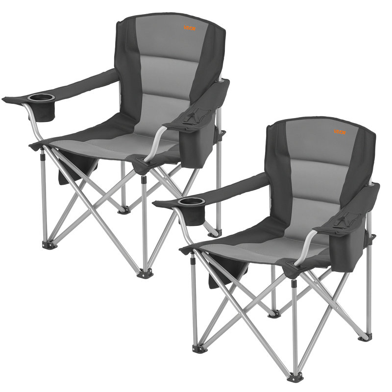 Oversized Camping Chairs, 450 lbs Heavy Duty Support, Portable Folding Camp Chairs with Padded Backrest & Armrests, Cup Holder & Side Pocket, Cooler Bag, Carry Bags for Outdoor, Fishing